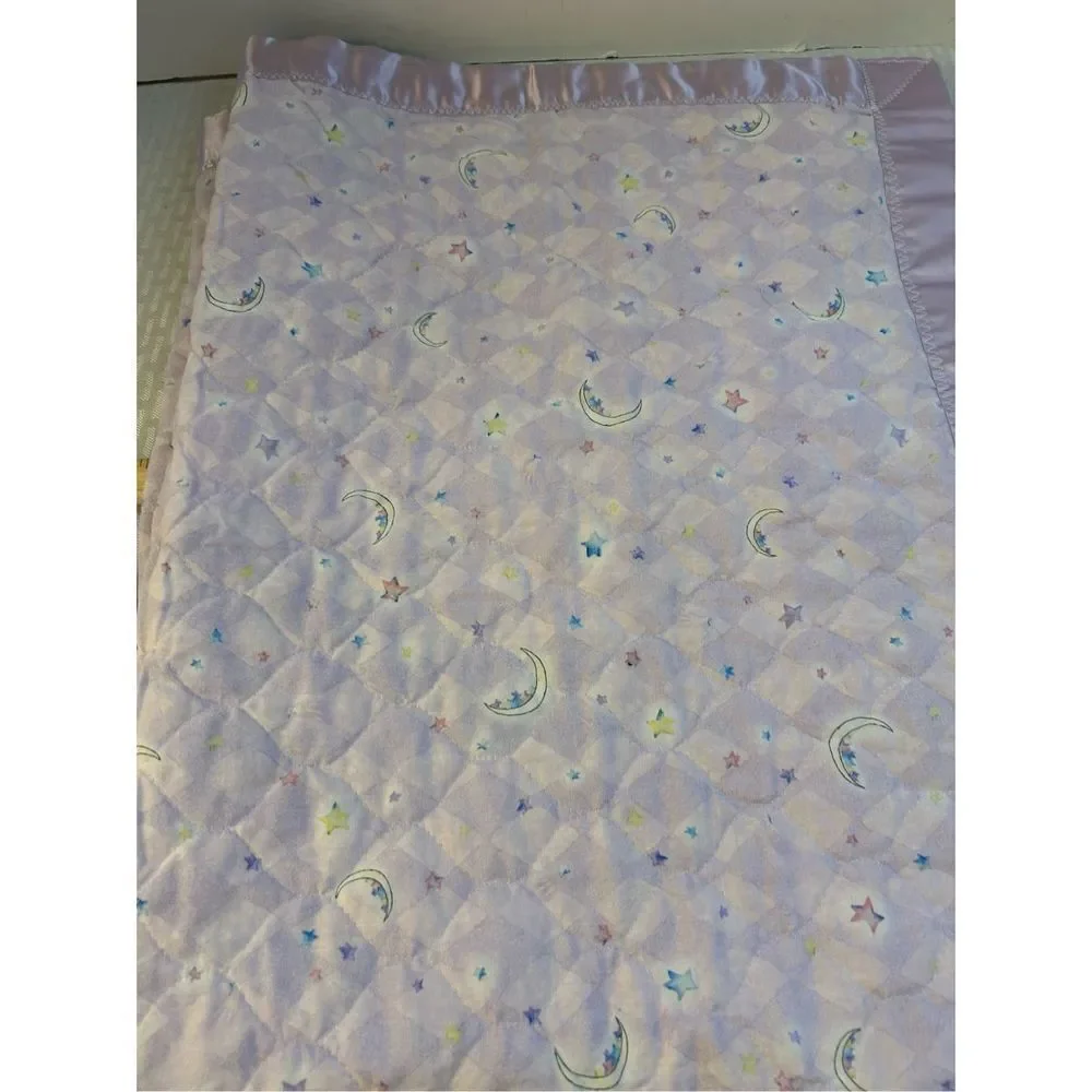 The Moon Sang A Lullaby Purple‎ and Pastels reversible quilt 34x44